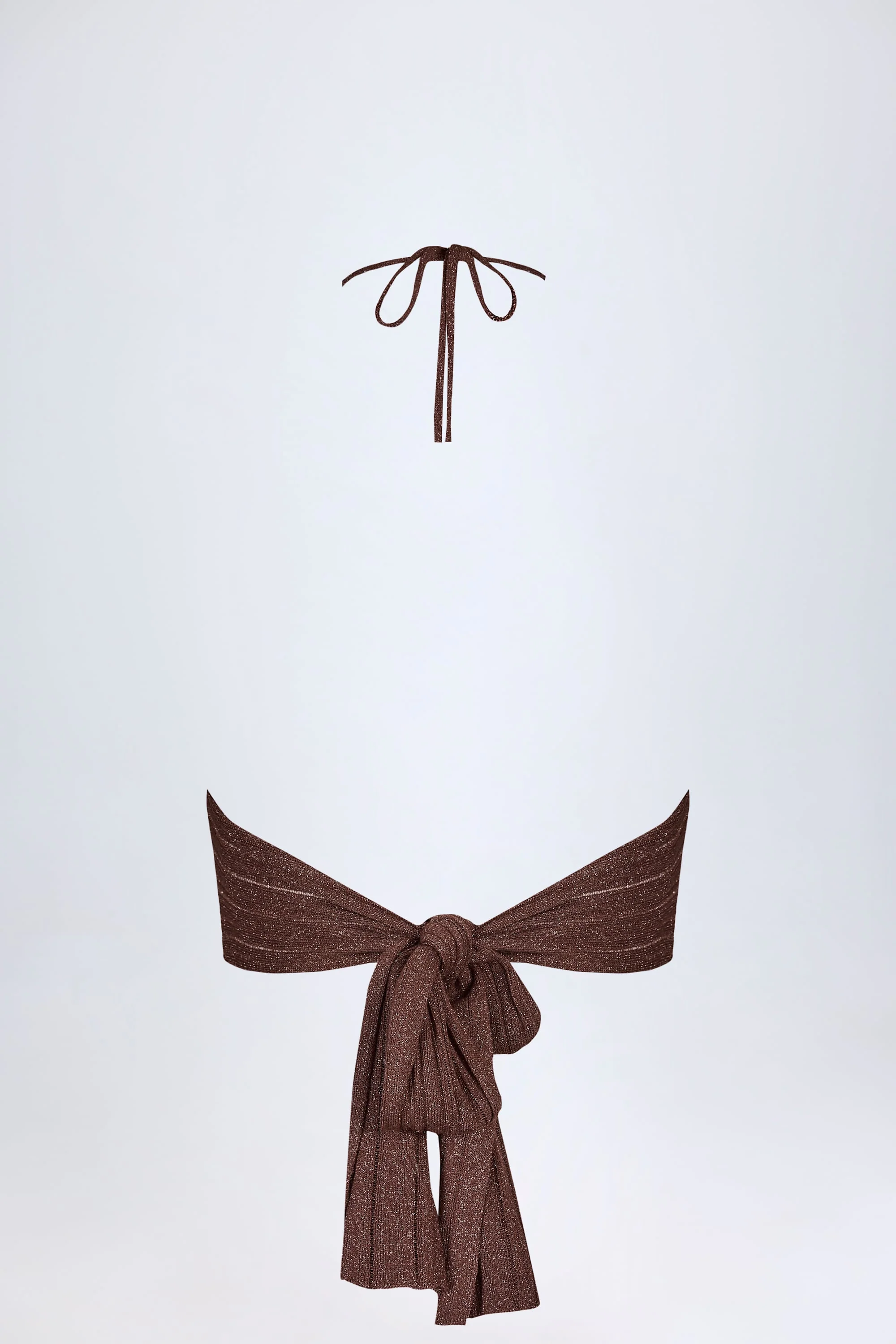 Plunge Halterneck Crop Top in Bronze - Image 4