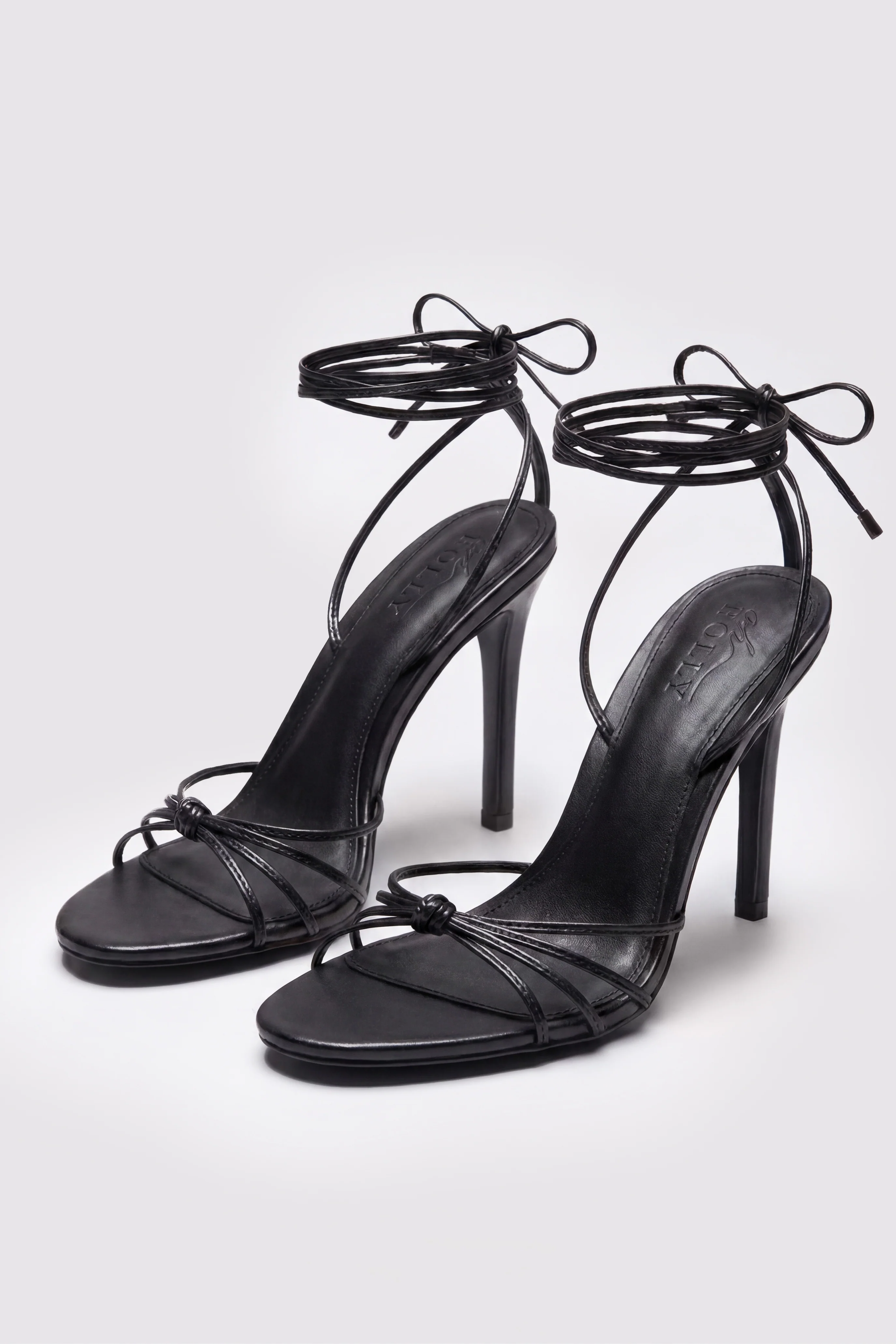 Lace-Up Heeled Sandal in Black - Image 4