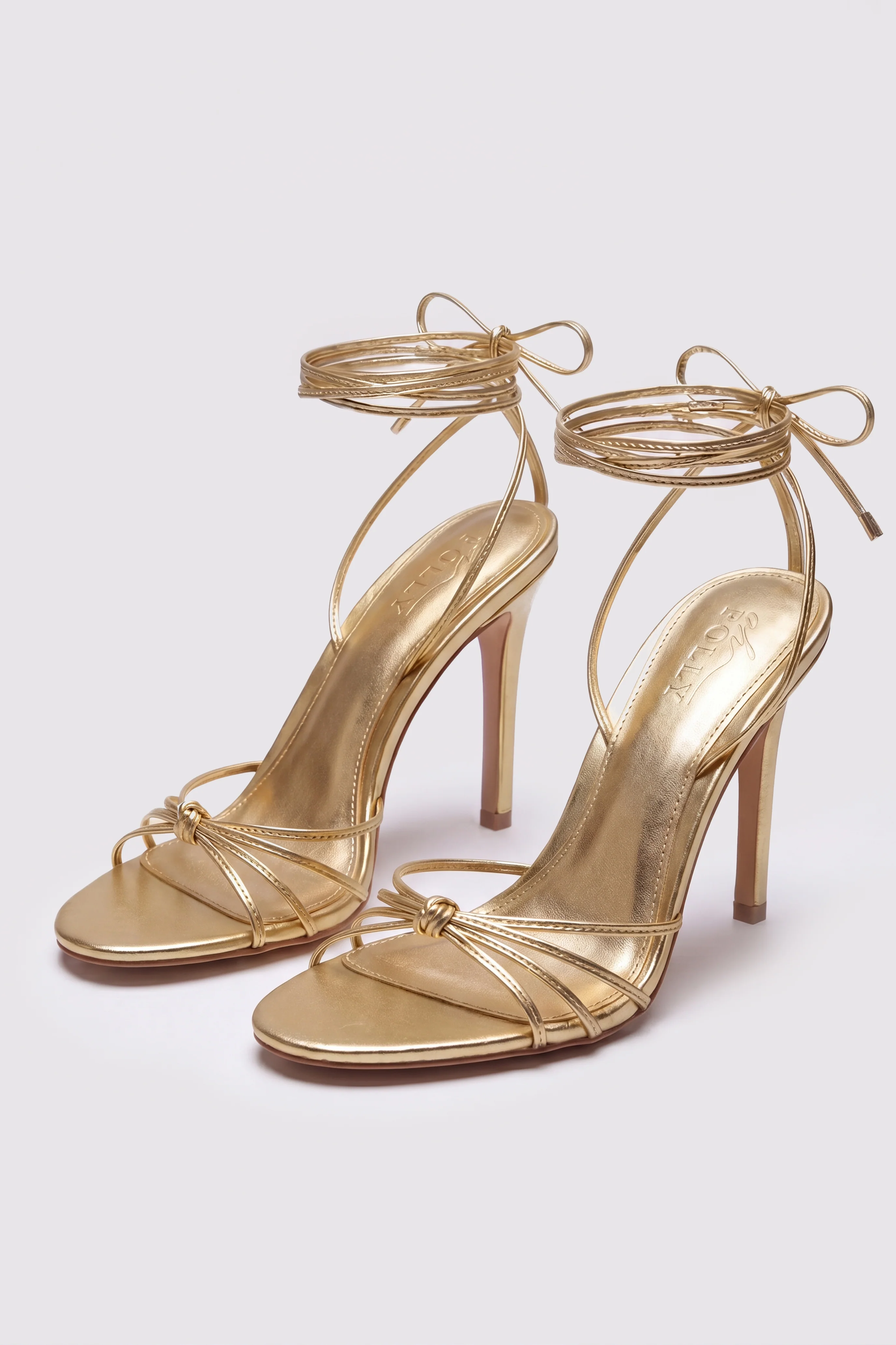 Lace-Up Heeled Sandal in Gold - Image 4