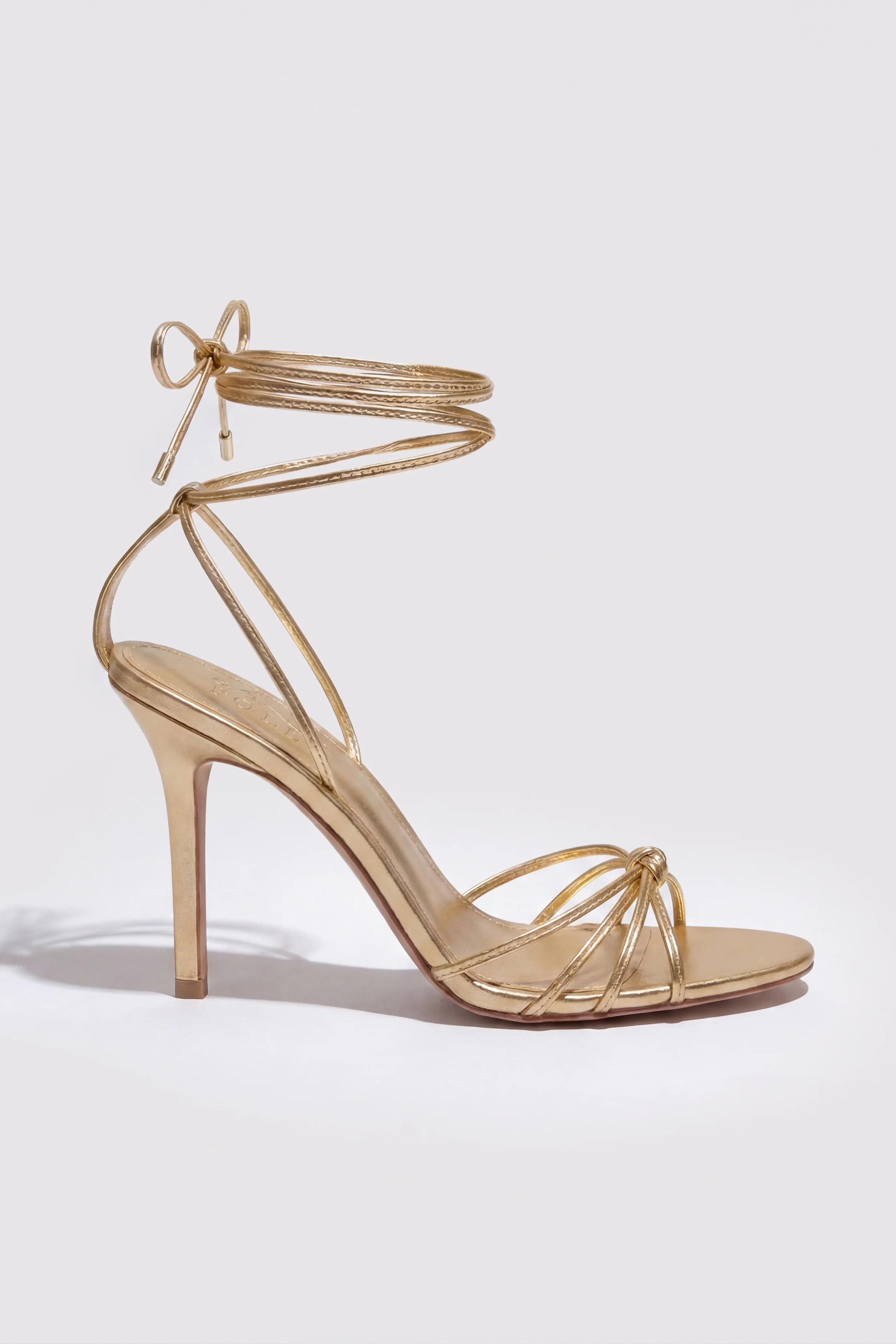 Lace-Up Heeled Sandal in Gold - Image 5