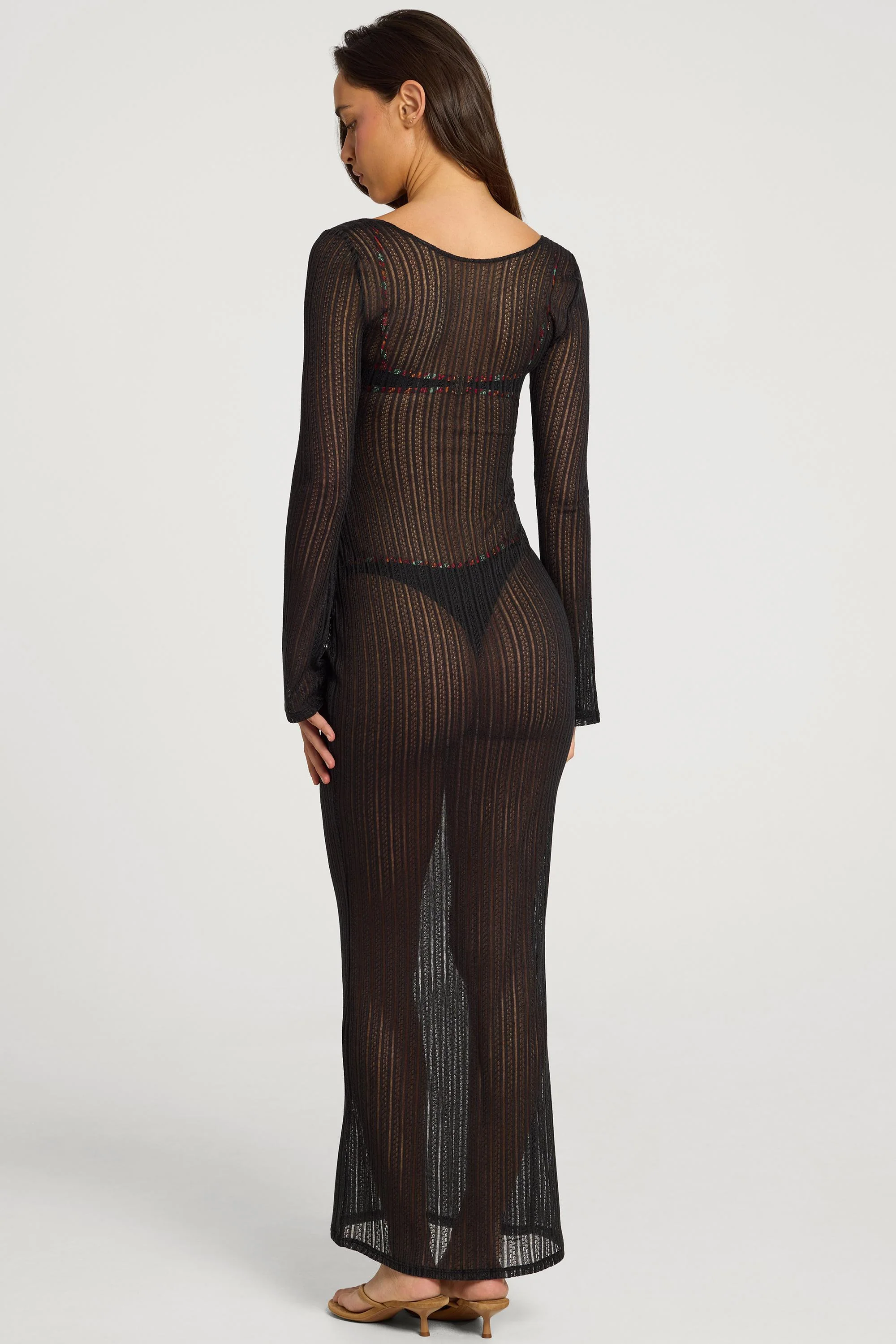 Open-Front Maxi Dress in Black - Image 2