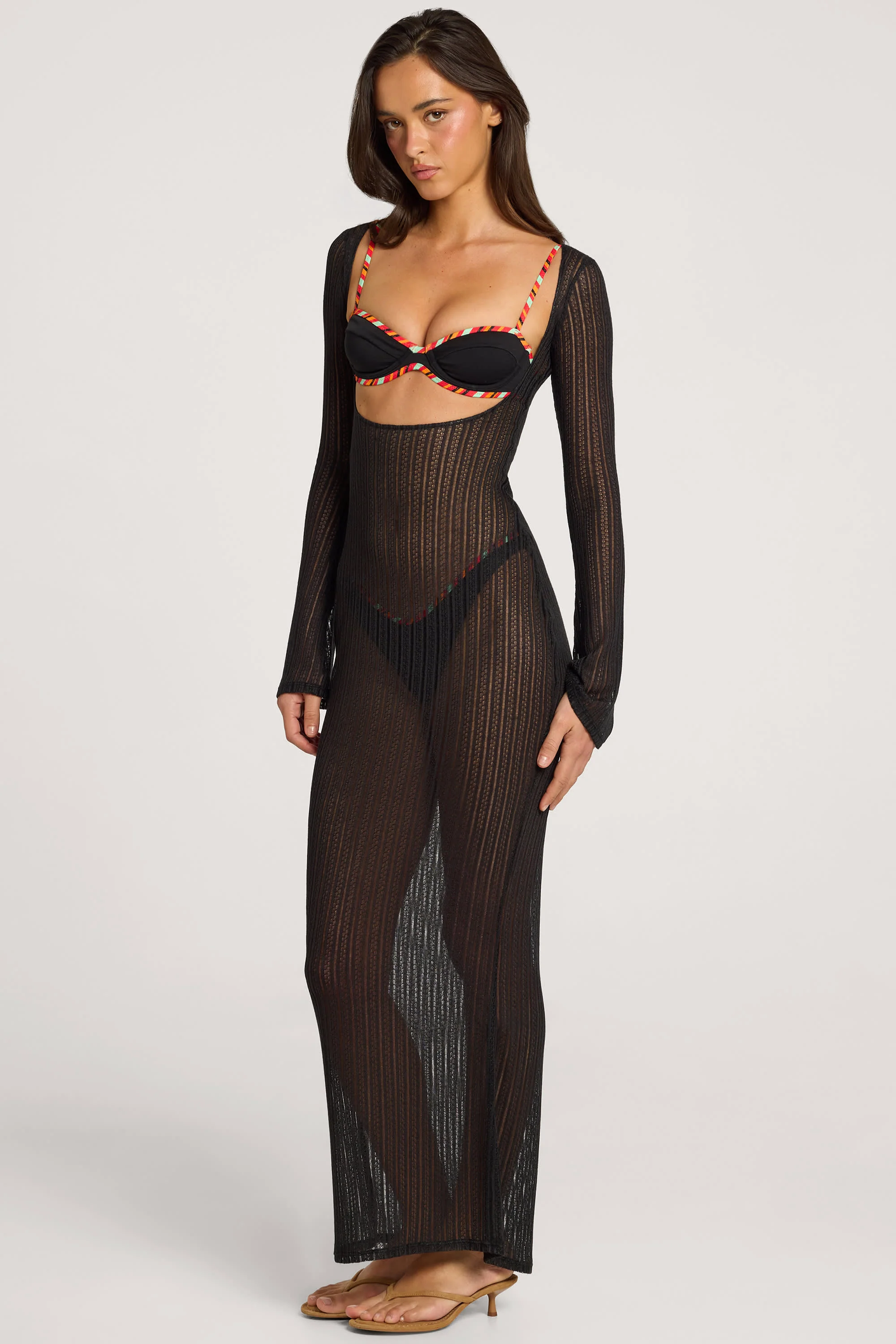 Open-Front Maxi Dress in Black - Image 5