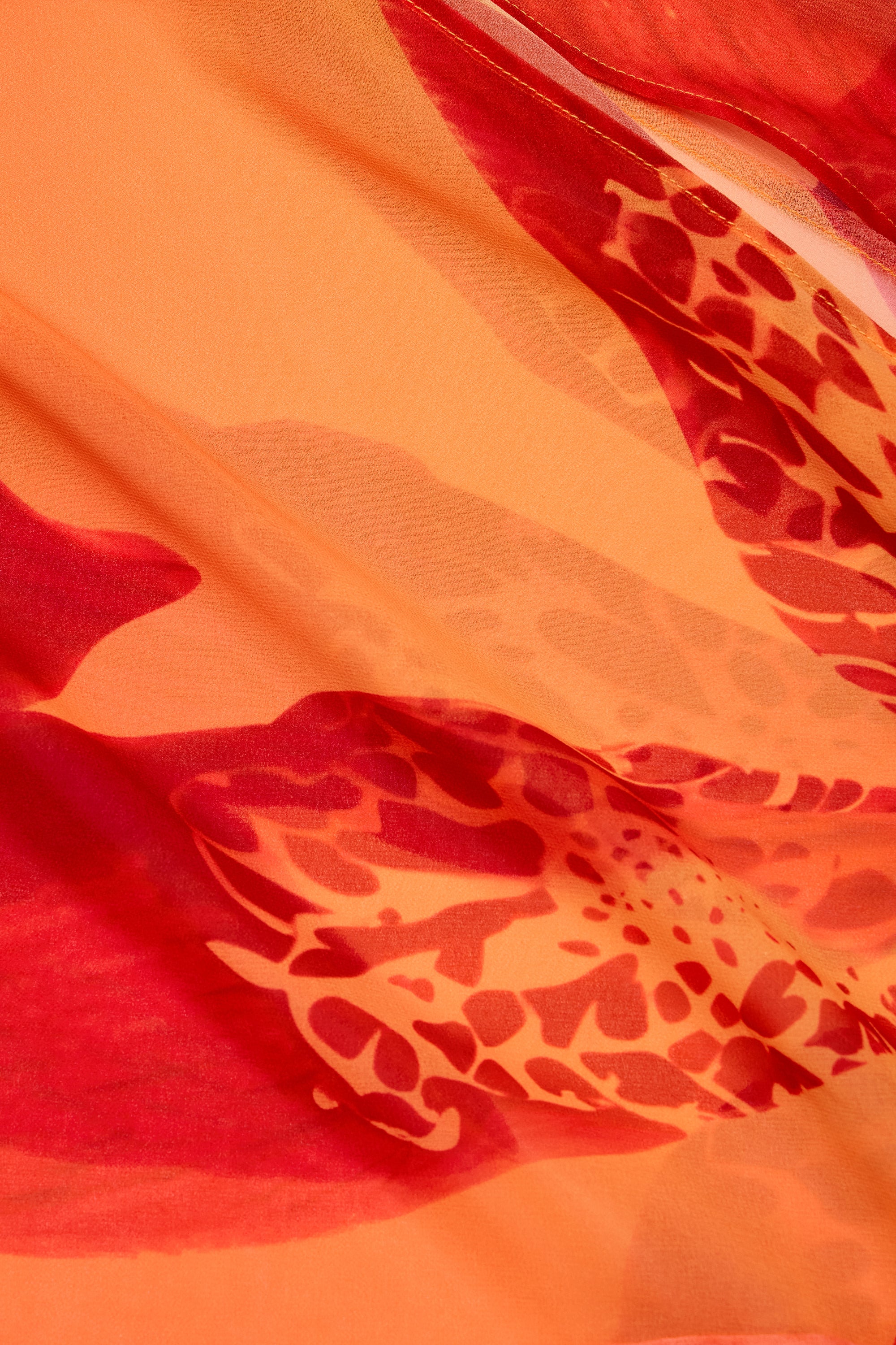 Cowl-Neck Hardware-Detail Maxi Dress in Orange Orchid Print - Image 6