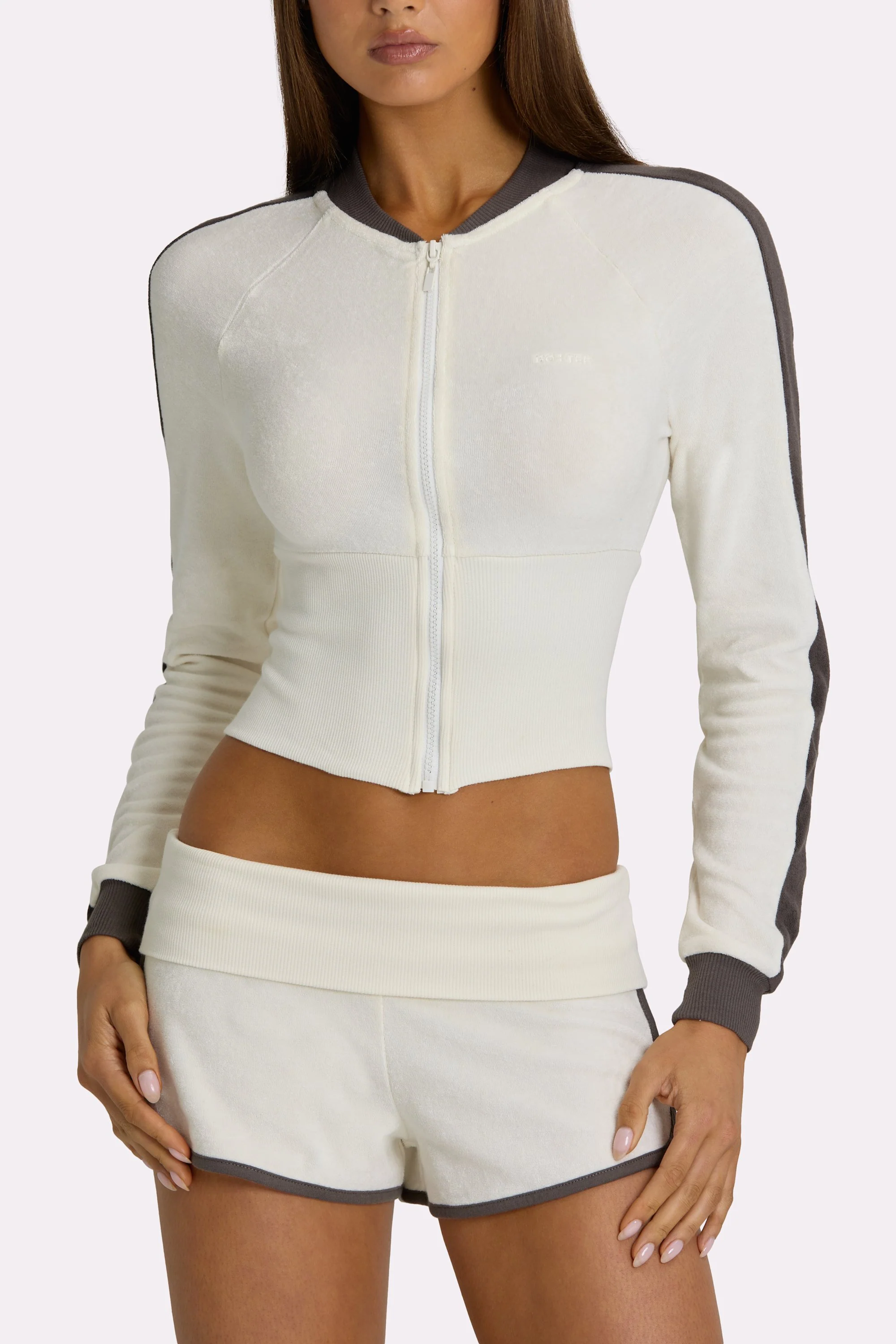 Terry Foldover Waist Shorts in Coconut - Image 2