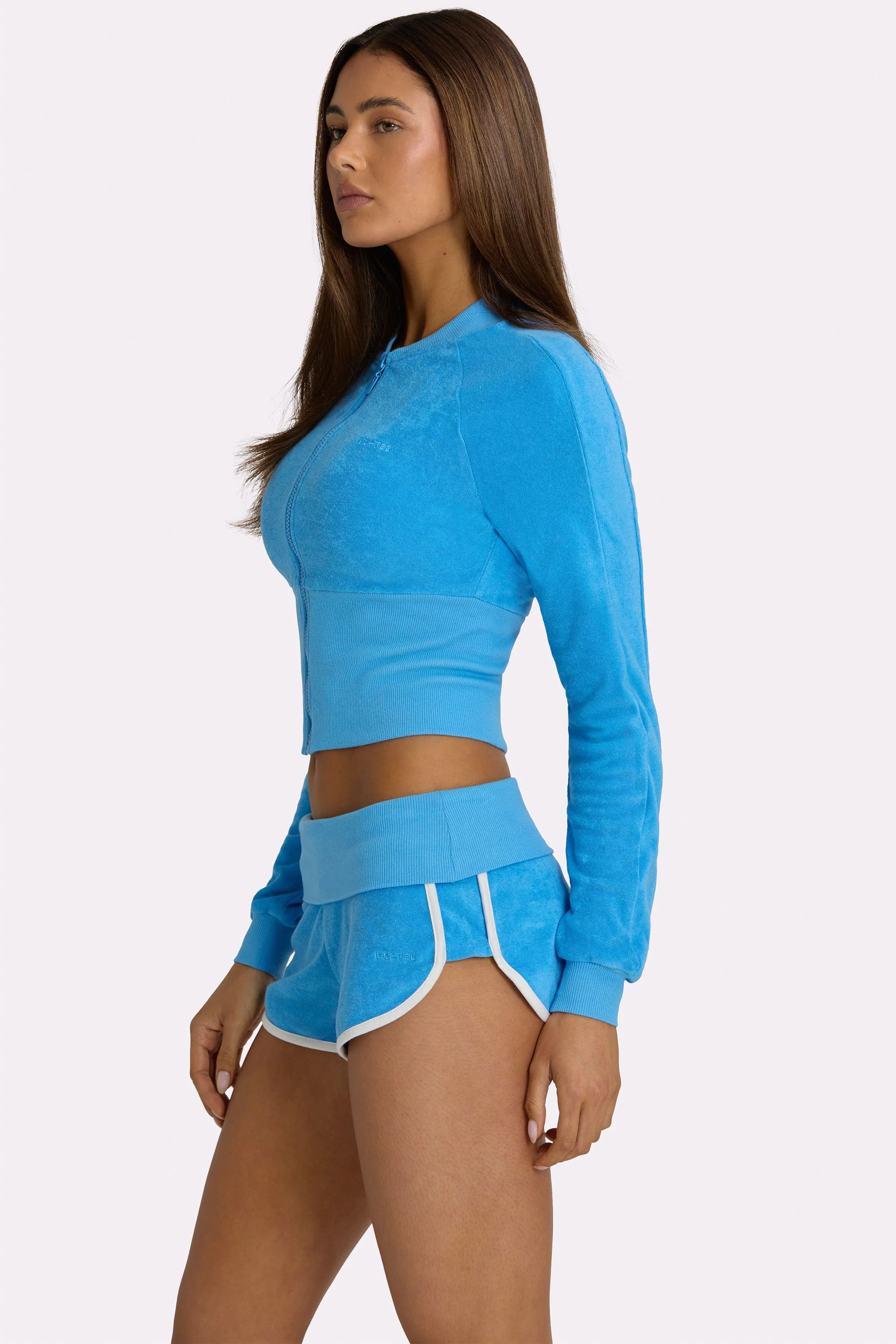 Terry Foldover Waist Shorts in Electric Blue - Image 4