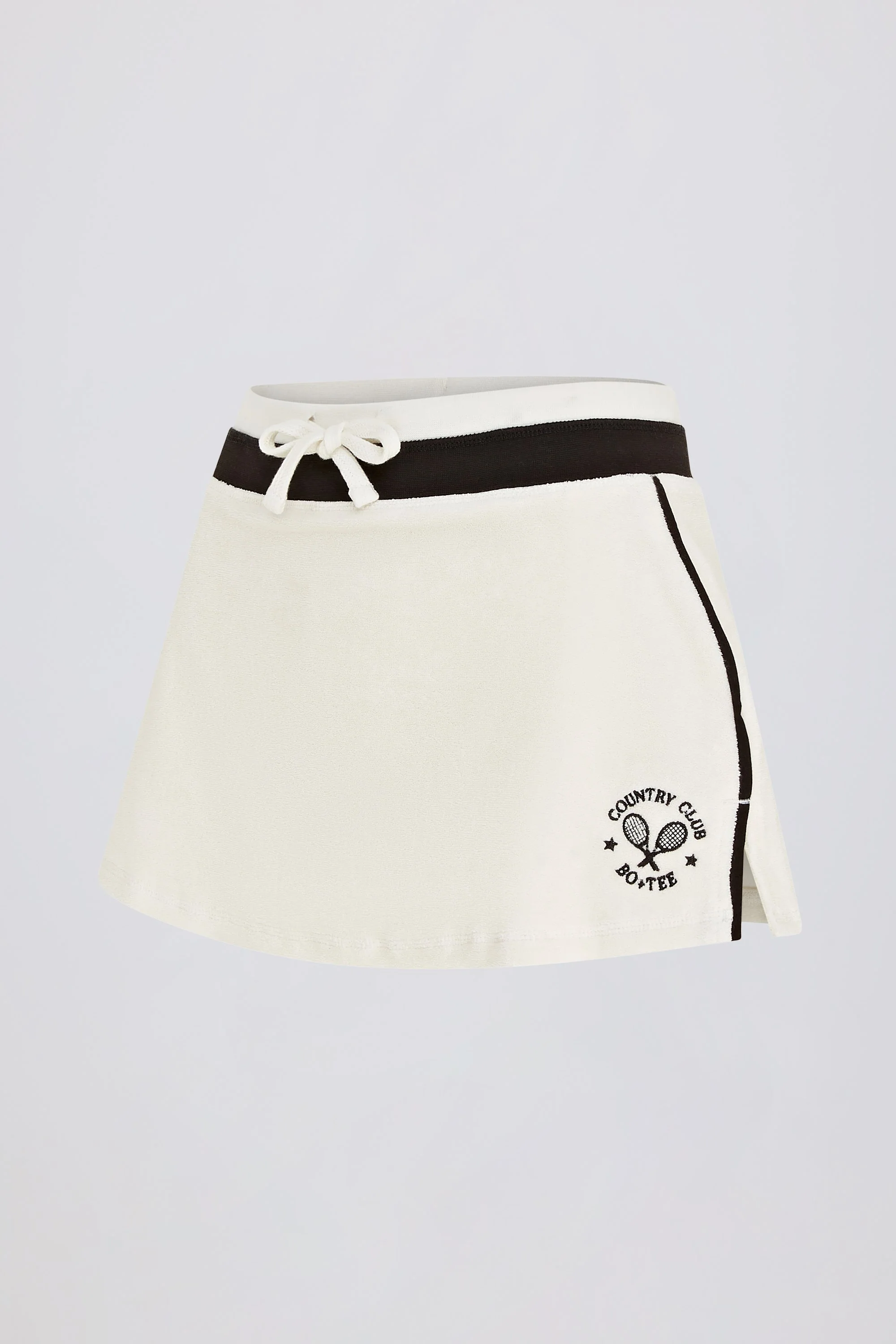 Terry Towelling Mid-Rise Skort in Ivory - Image 4