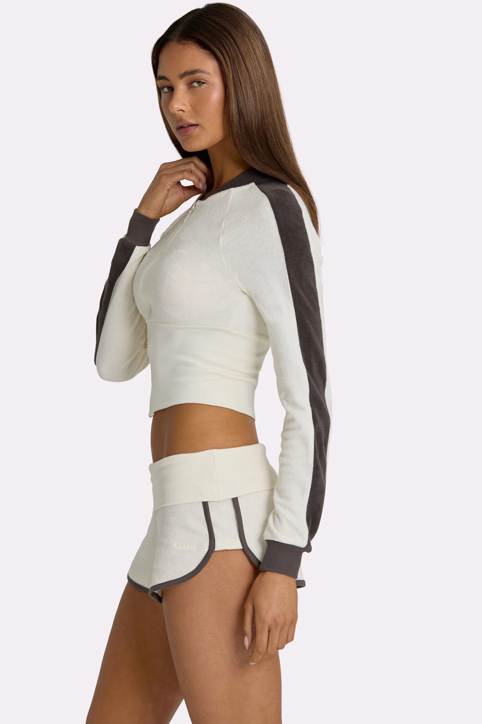 Terry Zip-Up Jacket in Coconut - Image 3
