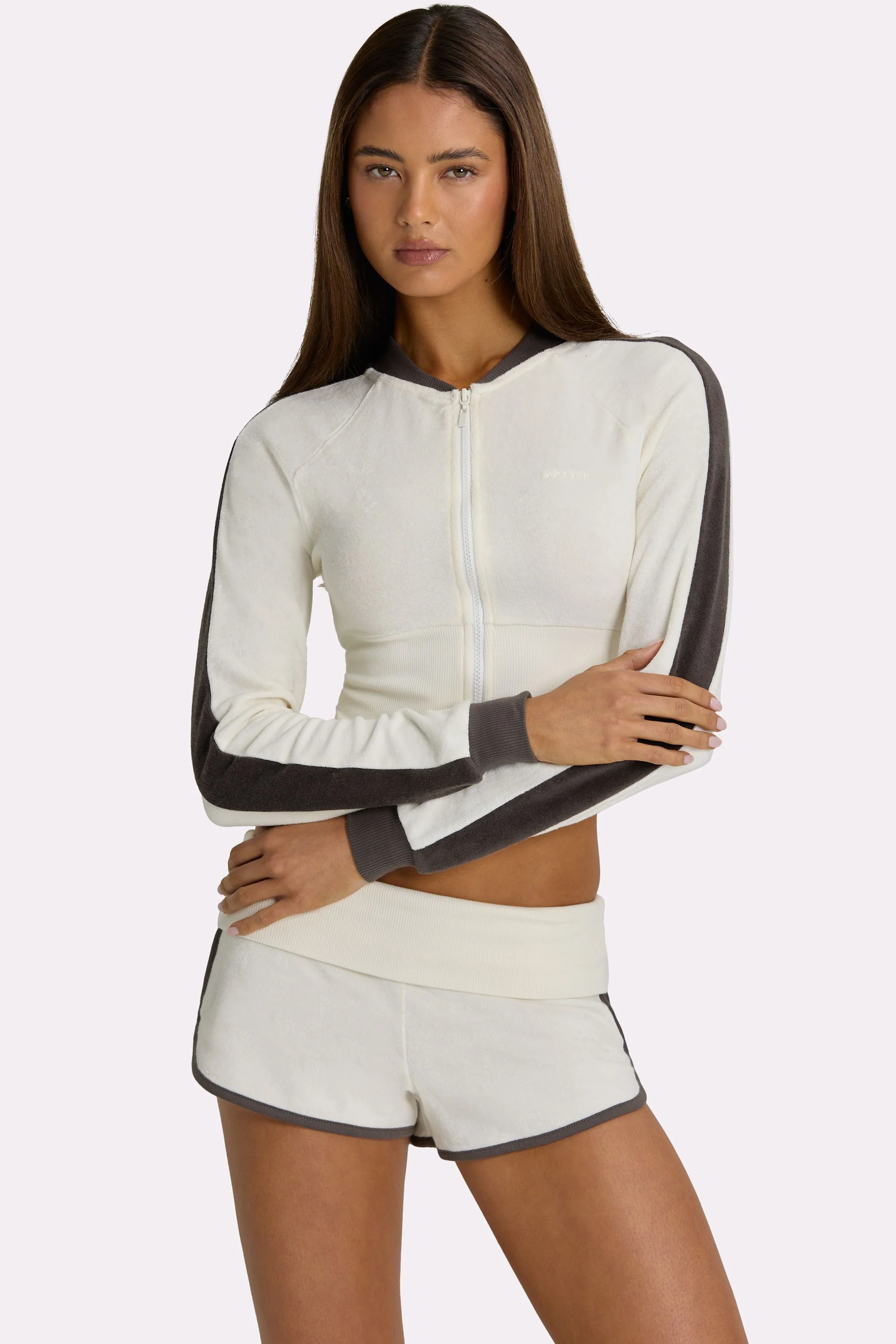 Terry Zip-Up Jacket in Coconut - Image 5