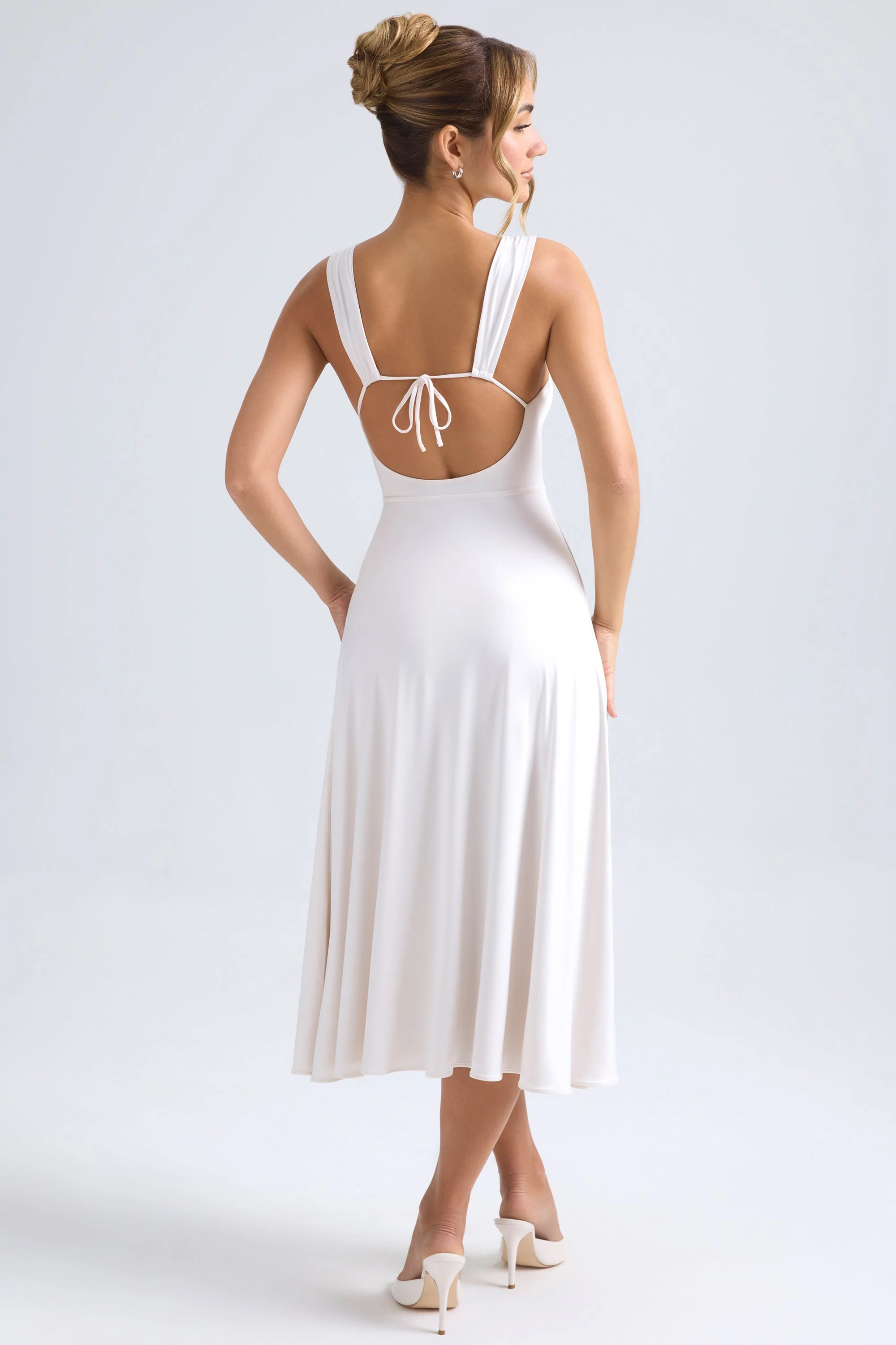 Sweetheart-Neck Ruched Midaxi Dress in Ivory - Image 2