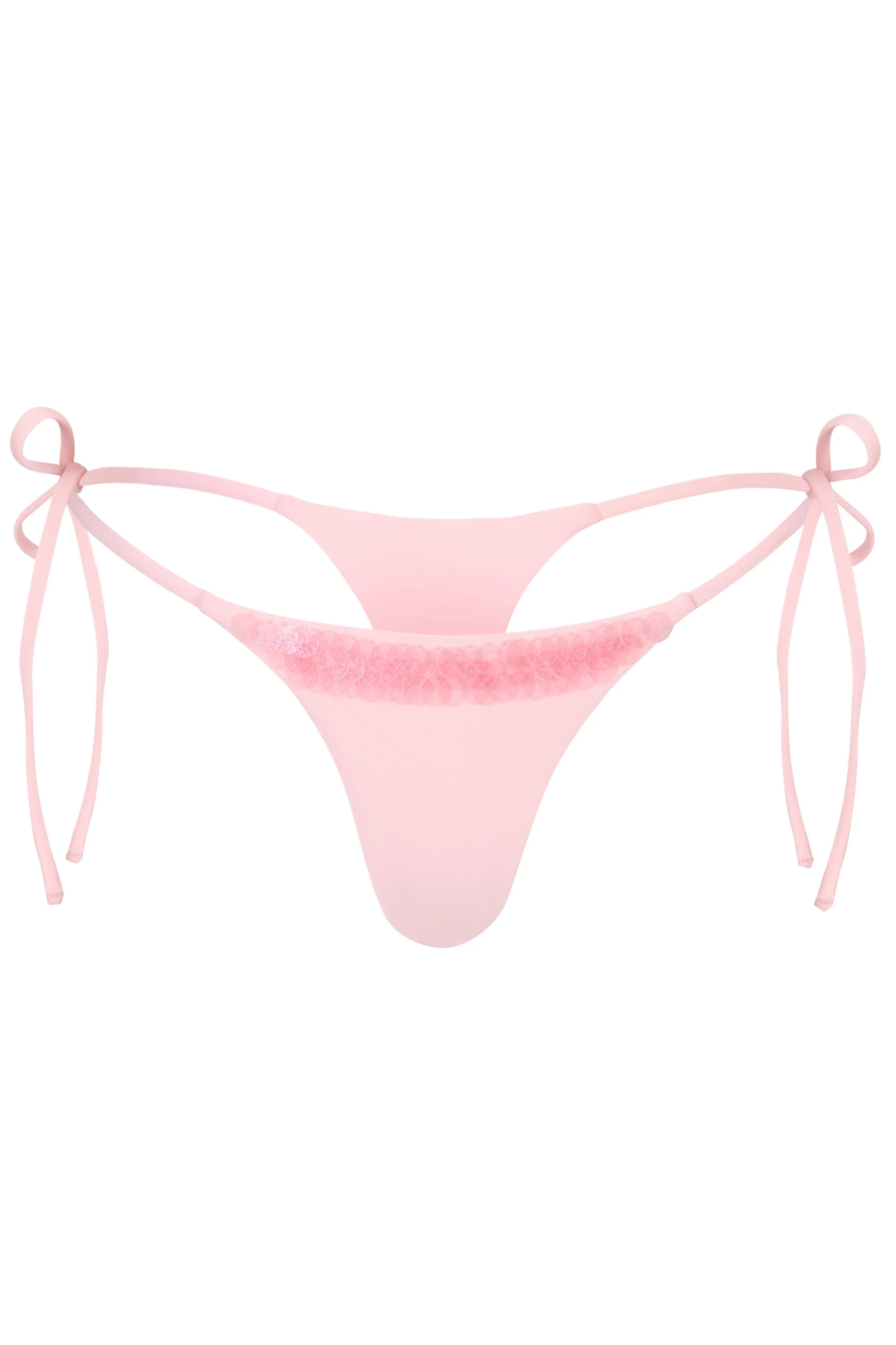 Side-Tie Thong Bikini Bottoms  in Baby Pink - Image 3