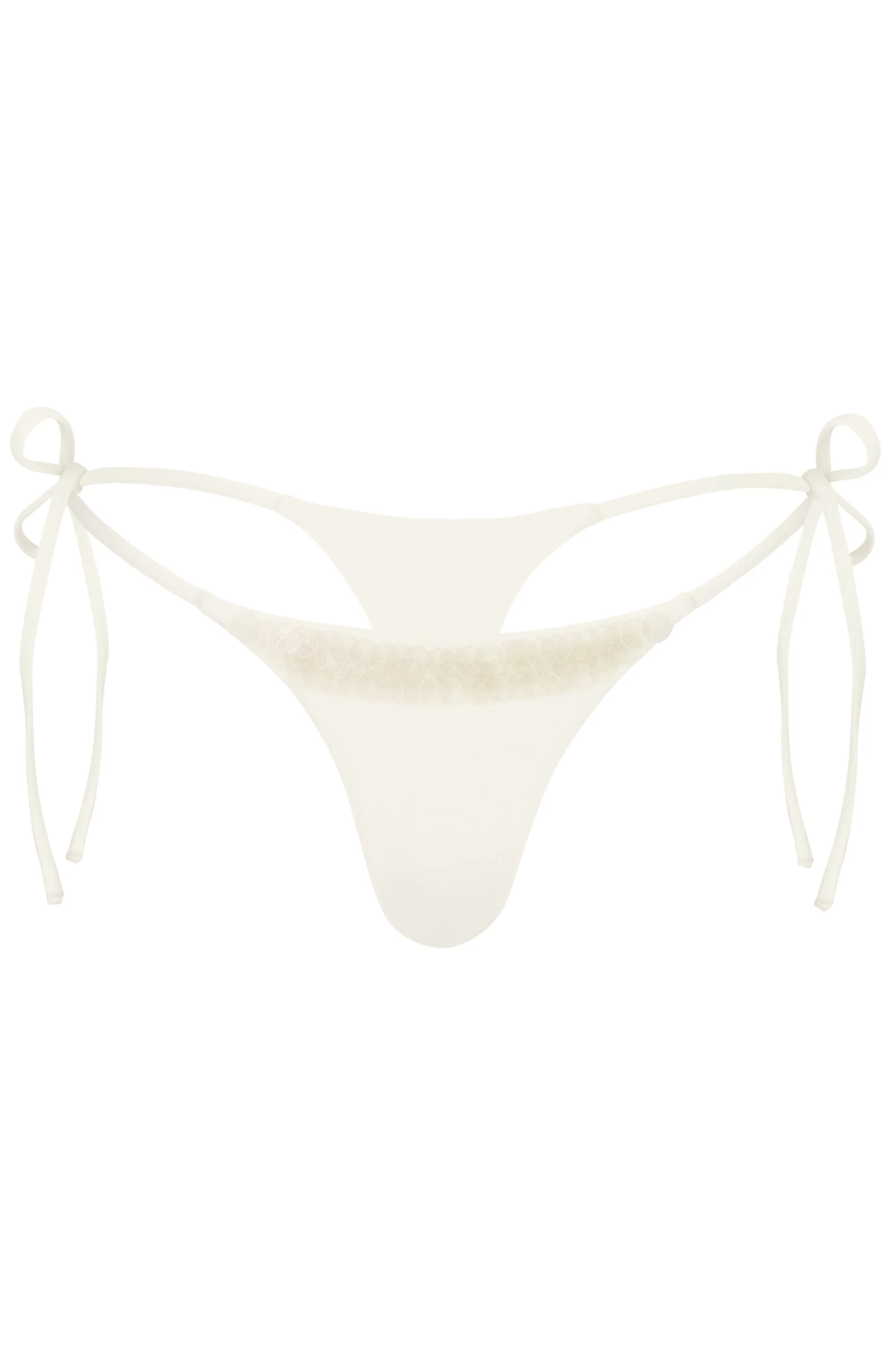 Side-Tie Thong Bikini Bottoms  in Pearl - Image 3