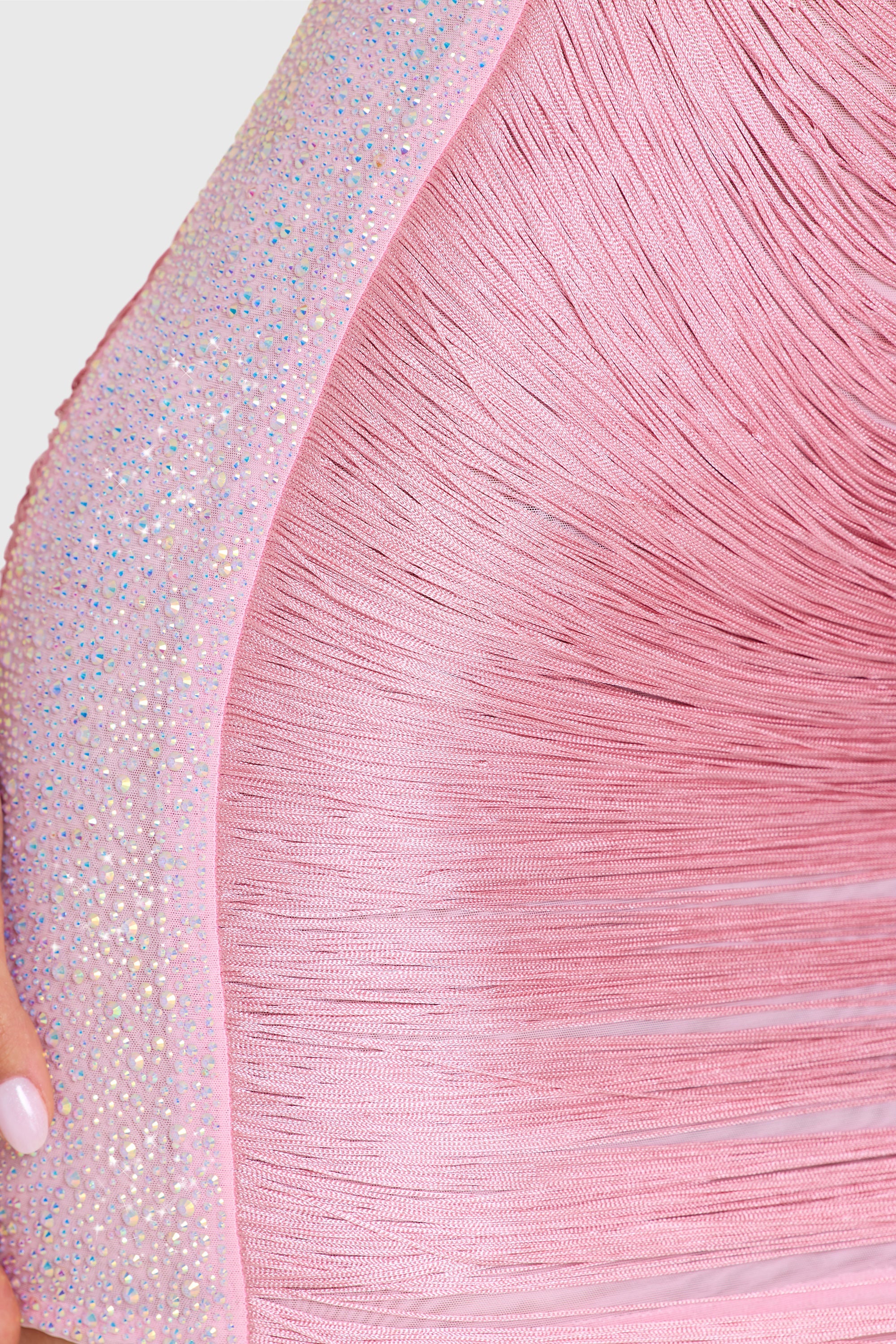 Fringed Mini Dress in Bubblegum Pink - Image 5