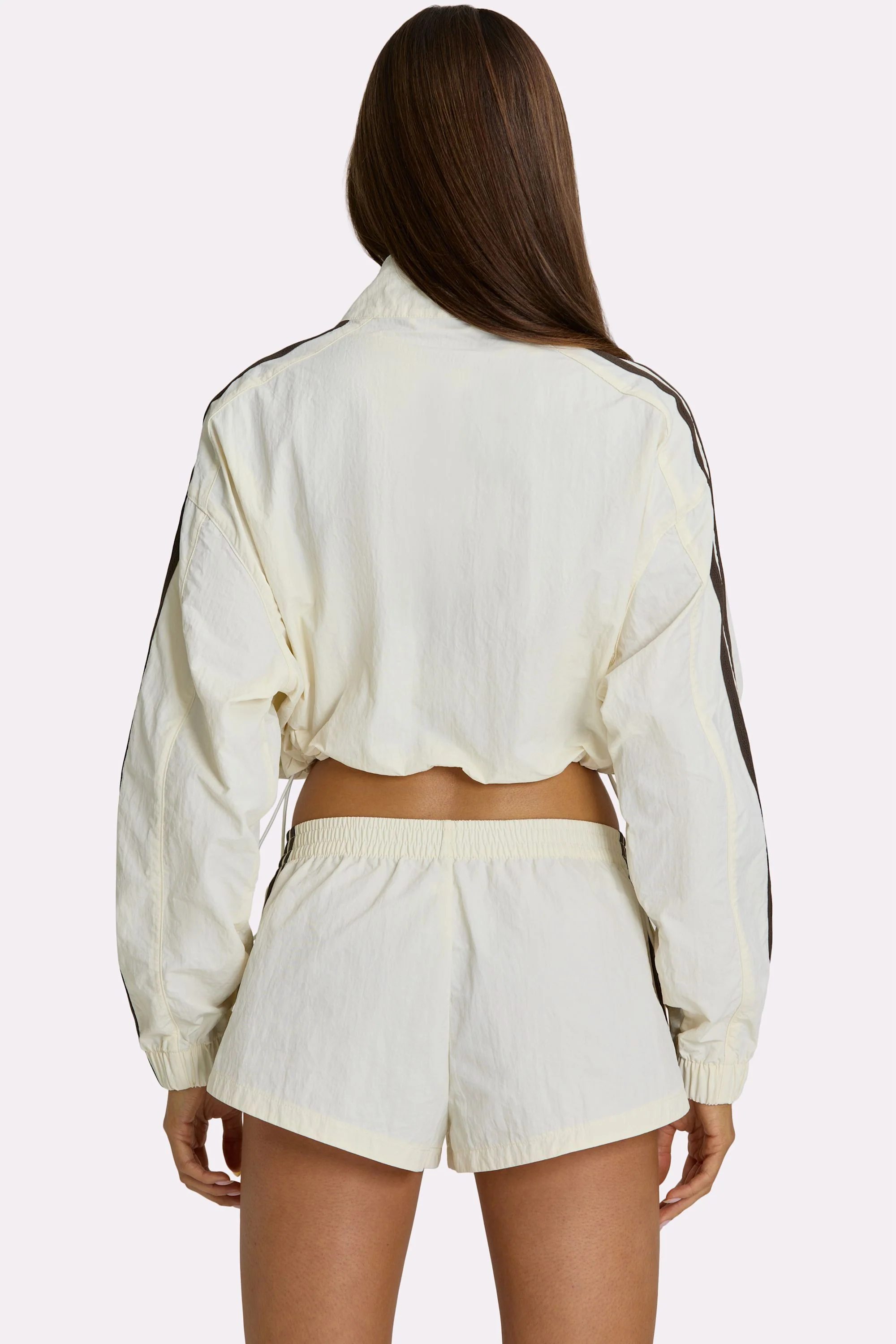 Woven Zip-Up Track Jacket in Coconut - Image 2